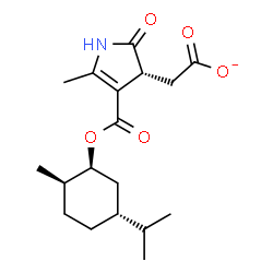 ChemSpider 2D Image | [(3R)-4-({[(1S,2R,5R)-5-Isopropyl-2-methylcyclohexyl]oxy}carbonyl)-5-methyl-2-oxo-2,3-dihydro-1H-pyrrol-3-yl]acetate | C18H26NO5