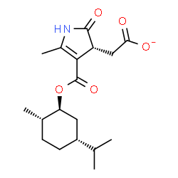 ChemSpider 2D Image | [(3R)-4-({[(1S,2S,5R)-5-Isopropyl-2-methylcyclohexyl]oxy}carbonyl)-5-methyl-2-oxo-2,3-dihydro-1H-pyrrol-3-yl]acetate | C18H26NO5