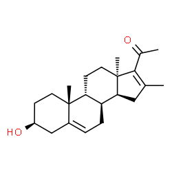 ChemSpider 2D Image | (3beta,8alpha,9beta,13alpha)-3-Hydroxy-16-methylpregna-5,16-dien-20-one | C22H32O2