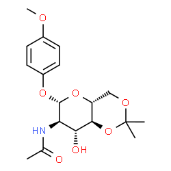 ChemSpider 2D Image | 4-Methoxyphenyl 2-acetamido-2-deoxy-4,6-O-isopropylidene-beta-D-glucopyranoside | C18H25NO7