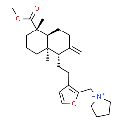 ChemSpider 2D Image | 1-[(3-{2-[(1S,4aS,5S,8aR)-5-(Methoxycarbonyl)-5,8a-dimethyl-2-methylenedecahydro-1-naphthalenyl]ethyl}-2-furyl)methyl]pyrrolidinium | C26H40NO3