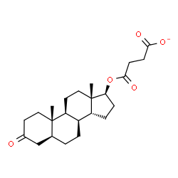 ChemSpider 2D Image | 4-Oxo-4-{[(5alpha,8alpha,14beta,17beta)-3-oxoandrostan-17-yl]oxy}butanoate | C23H33O5