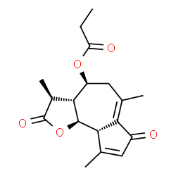 ChemSpider 2D Image | (3S,3aR,4S,9aS,9bR)-3,6,9-Trimethyl-2,7-dioxo-2,3,3a,4,5,7,9a,9b-octahydroazuleno[4,5-b]furan-4-yl propionate | C18H22O5