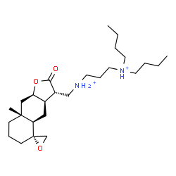 ChemSpider 2D Image | N,N-Dibutyl-N'-{[(3S,3aR,4aR,5R,8aR,9aR)-8a-methyl-2-oxodecahydro-2H-spiro[naphtho[2,3-b]furan-5,2'-oxiran]-3-yl]methyl}-1,3-propanediaminium | C26H48N2O3