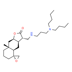 ChemSpider 2D Image | (3S,3aR,4aR,5R,8aR,9aR)-3-({[3-(Dibutylamino)propyl]amino}methyl)-8a-methyldecahydro-2H-spiro[naphtho[2,3-b]furan-5,2'-oxiran]-2-one | C26H46N2O3