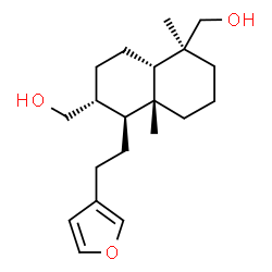 ChemSpider 2D Image | {(1S,4aR,5S,6R,8aS)-5-[2-(3-Furyl)ethyl]-1,4a-dimethyldecahydronaphthalene-1,6-diyl}dimethanol | C20H32O3