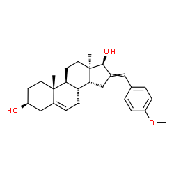 ChemSpider 2D Image | (3beta,13alpha,14beta,17beta)-16-(4-Methoxybenzylidene)androst-5-ene-3,17-diol | C27H36O3