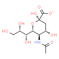 ChemSpider 2D Image | (6R)-5-Acetamido-3,5-dideoxy-6-[(1R,2S)-1,2,3-trihydroxypropyl]-beta-L-threo-hex-2-ulopyranosonate | C11H18NO9