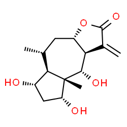 ChemSpider 2D Image | (3aS,4S,4aS,5R,7S,7aS,8R,9aS)-4,5,7-Trihydroxy-4a,8-dimethyl-3-methylenedecahydroazuleno[6,5-b]furan-2(3H)-one | C15H22O5