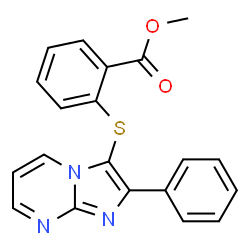 ChemSpider 2D Image | Methyl 2-[(2-phenylimidazo[1,2-a]pyrimidin-3-yl)sulfanyl]benzoate | C20H15N3O2S