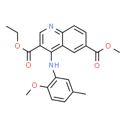 ChemSpider 2D Image | 3-Ethyl 6-methyl 4-[(2-methoxy-5-methylphenyl)amino]-3,6-quinolinedicarboxylate | C22H22N2O5