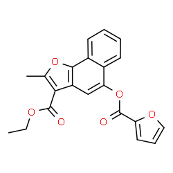 ChemSpider 2D Image | Ethyl 5-(2-furoyloxy)-2-methylnaphtho[1,2-b]furan-3-carboxylate | C21H16O6