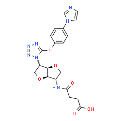 ChemSpider 2D Image | 1,4:3,6-Dianhydro-2-[(3-carboxypropanoyl)amino]-2,5-dideoxy-5-{5-[4-(1H-imidazol-1-yl)phenoxy]-1H-tetrazol-1-yl}-L-iditol | C20H21N7O6