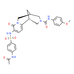 ChemSpider 2D Image | (1R,9R)-5-{[(4-Acetamidophenyl)sulfonyl]amino}-N-(4-methoxyphenyl)-6-oxo-7,11-diazatricyclo[7.3.1.0~2,7~]trideca-2,4-diene-11-carboxamide | C27H29N5O6S