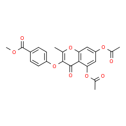 ChemSpider 2D Image | Methyl 4-[(5,7-diacetoxy-2-methyl-4-oxo-4H-chromen-3-yl)oxy]benzoate | C22H18O9