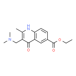 ChemSpider 2D Image | ethyl 3-[(dimethylamino)methyl]-4-hydroxy-2-methylquinoline-6-carboxylate | C16H20N2O3