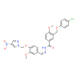ChemSpider 2D Image | 3-[(4-Chlorophenoxy)methyl]-4-methoxy-N'-[(Z)-{3-methoxy-4-[(4-nitro-1H-pyrazol-1-yl)methoxy]phenyl}methylene]benzohydrazide | C27H24ClN5O7