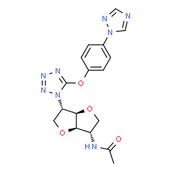 ChemSpider 2D Image | 2-Acetamido-1,4:3,6-dianhydro-2,5-dideoxy-5-{5-[4-(1H-1,2,4-triazol-1-yl)phenoxy]-1H-tetrazol-1-yl}-L-iditol | C17H18N8O4