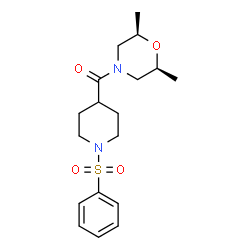 ChemSpider 2D Image | [(2R,6S)-2,6-Dimethyl-4-morpholinyl][1-(phenylsulfonyl)-4-piperidinyl]methanone | C18H26N2O4S
