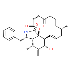 ChemSpider 2D Image | (9S,11E,12aS,13S,15R,15aR,16S,18aR)-16-Benzyl-13-hydroxy-9,15-dimethyl-14-methylene-6,7,8,9,10,12a,13,14,15,15a,16,17-dodecahydro-2H-oxacyclotetradecino[2,3-d]isoindole-2,5,18-trione | C29H35NO5