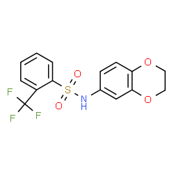 ChemSpider 2D Image | N-(2,3-Dihydro-1,4-benzodioxin-6-yl)-2-(trifluoromethyl)benzenesulfonamide | C15H12F3NO4S