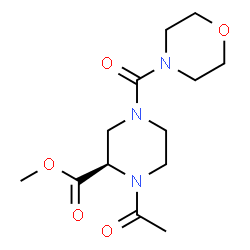 ChemSpider 2D Image | Methyl (2R)-1-acetyl-4-(4-morpholinylcarbonyl)-2-piperazinecarboxylate | C13H21N3O5