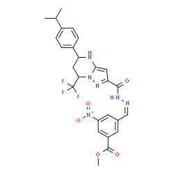 ChemSpider 2D Image | Methyl 3-[(Z)-({[5-(4-isopropylphenyl)-7-(trifluoromethyl)-4,5,6,7-tetrahydropyrazolo[1,5-a]pyrimidin-2-yl]carbonyl}hydrazono)methyl]-5-nitrobenzoate | C26H25F3N6O5