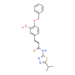 ChemSpider 2D Image | 3-[4-(Benzyloxy)-3-methoxyphenyl]-N-(5-isopropyl-1,3,4-thiadiazol-2-yl)acrylamide | C22H23N3O3S