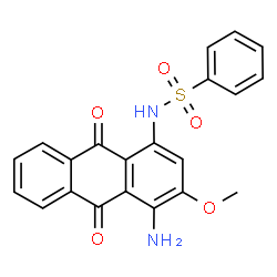 ChemSpider 2D Image | N-(4-Amino-3-methoxy-9,10-dioxo-9,10-dihydro-1-anthracenyl)benzenesulfonamide | C21H16N2O5S