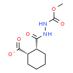 ChemSpider 2D Image | (1S,2R)-2-{[2-(Methoxycarbonyl)hydrazino]carbonyl}cyclohexanecarboxylate | C10H15N2O5