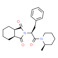 ChemSpider 2D Image | (3aR,7aS)-2-{(2R)-1-[(2R)-2-Methyl-1-piperidinyl]-1-oxo-3-phenyl-2-propanyl}hexahydro-1H-isoindole-1,3(2H)-dione | C23H30N2O3
