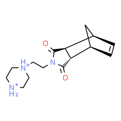 ChemSpider 2D Image | 1-{2-[(1S,2S,6S,7S)-3,5-Dioxo-4-azatricyclo[5.2.1.0~2,6~]dec-8-en-4-yl]ethyl}piperazinediium | C15H23N3O2