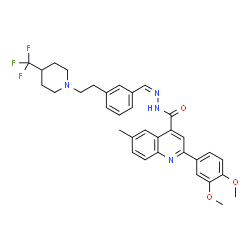 ChemSpider 2D Image | 2-(3,4-Dimethoxyphenyl)-6-methyl-N'-[(Z)-(3-{2-[4-(trifluoromethyl)-1-piperidinyl]ethyl}phenyl)methylene]-4-quinolinecarbohydrazide | C34H35F3N4O3
