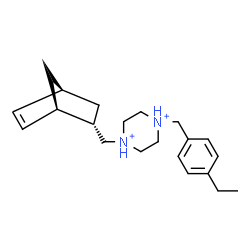 ChemSpider 2D Image | 1-[(1R,2S,4S)-Bicyclo[2.2.1]hept-5-en-2-ylmethyl]-4-(4-ethylbenzyl)piperazinediium | C21H32N2
