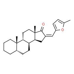 ChemSpider 2D Image | (5beta,8alpha,9beta,16Z)-16-[(5-Methyl-2-furyl)methylene]androstan-17-one | C25H34O2