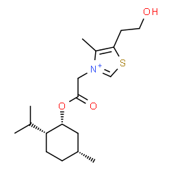 ChemSpider 2D Image | 5-(2-Hydroxyethyl)-3-(2-{[(1R,2R,5R)-2-isopropyl-5-methylcyclohexyl]oxy}-2-oxoethyl)-4-methyl-1,3-thiazol-3-ium | C18H30NO3S