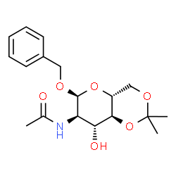 ChemSpider 2D Image | Benzyl 2-acetamido-2-deoxy-4,6-O-isopropylidene-alpha-D-glucopyranoside | C18H25NO6