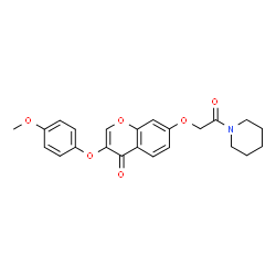 ChemSpider 2D Image | 3-(4-Methoxyphenoxy)-7-[2-oxo-2-(1-piperidinyl)ethoxy]-4H-chromen-4-one | C23H23NO6