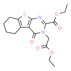 ChemSpider 2D Image | ethyl 3-(2-ethoxy-2-oxo-ethyl)-4-oxo-5,6,7,8-tetrahydrobenzothiopheno[2,3-d]pyrimidine-2-carboxylate | C17H20N2O5S