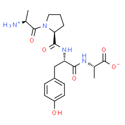 ChemSpider 2D Image | 1-[(2S)-2-Ammoniopropanoyl]-L-prolyl-N-[(1S)-1-carboxylatoethyl]-L-tyrosinamide | C20H28N4O6