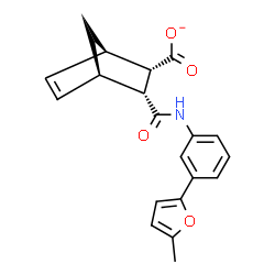 ChemSpider 2D Image | (1R,2S,3R,4R)-3-{[3-(5-Methyl-2-furyl)phenyl]carbamoyl}bicyclo[2.2.1]hept-5-ene-2-carboxylate | C20H18NO4