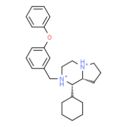 ChemSpider 2D Image | (1S,8aR)-1-Cyclohexyl-2-(3-phenoxybenzyl)octahydropyrrolo[1,2-a]pyrazinediium | C26H36N2O
