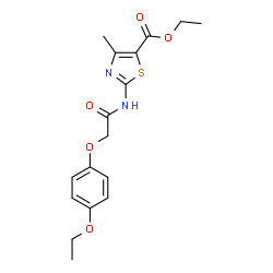 ChemSpider 2D Image | Ethyl 2-{[(4-ethoxyphenoxy)acetyl]amino}-4-methyl-1,3-thiazole-5-carboxylate | C17H20N2O5S