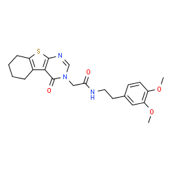 ChemSpider 2D Image | [1]benzothieno[2,3-d]pyrimidine-3(4H)-acetamide, N-[2-(3,4-dimethoxyphenyl)ethyl]-5,6,7,8-tetrahydro-4-oxo- | C22H25N3O4S