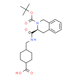 ChemSpider 2D Image | 4-[({[(3S)-2-{[(2-Methyl-2-propanyl)oxy]carbonyl}-1,2,3,4-tetrahydro-3-isoquinolinyl]carbonyl}amino)methyl]cyclohexanecarboxylic acid | C23H32N2O5