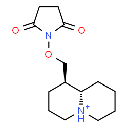 ChemSpider 2D Image | (1R,9aS)-1-{[(2,5-Dioxo-1-pyrrolidinyl)oxy]methyl}octahydro-2H-quinolizinium | C14H23N2O3