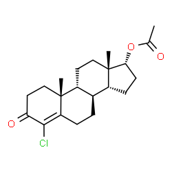ChemSpider 2D Image | (8alpha,9beta,14beta,17alpha)-4-Chloro-3-oxoandrost-4-en-17-yl acetate | C21H29ClO3