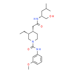 ChemSpider 2D Image | (3R,4S)-3-Ethyl-4-(2-{[(2R)-1-hydroxy-4-methyl-2-pentanyl]amino}-2-oxoethyl)-N-(3-methoxyphenyl)-1-piperidinecarboxamide | C23H37N3O4