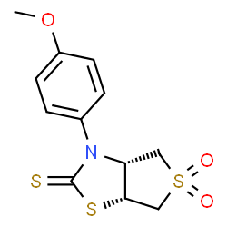ChemSpider 2D Image | (3aR,6aR)-3-(4-Methoxyphenyl)tetrahydrothieno[3,4-d][1,3]thiazole-2(3H)-thione 5,5-dioxide | C12H13NO3S3