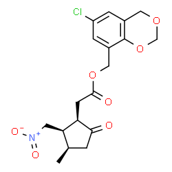 ChemSpider 2D Image | (6-Chloro-4H-1,3-benzodioxin-8-yl)methyl [(1R,2R,3R)-3-methyl-2-(nitromethyl)-5-oxocyclopentyl]acetate | C18H20ClNO7